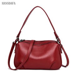 2 Layer Leather Shoulder Crossbody Bag for Women