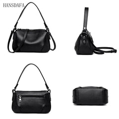 2 Layer Leather Shoulder Crossbody Bag for Women