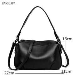2 Layer Leather Shoulder Crossbody Bag for Women