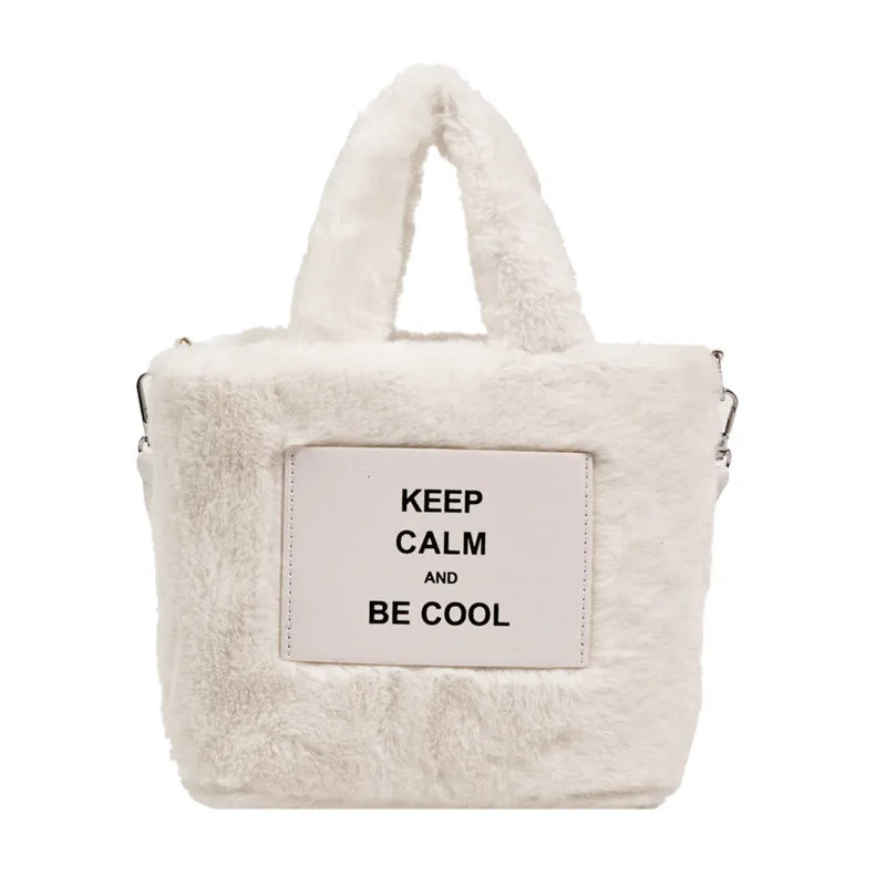 Plush Winter Shoulder Bag with Chain Tote