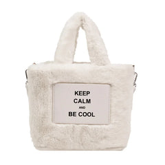 Plush Winter Shoulder Bag with Chain Tote