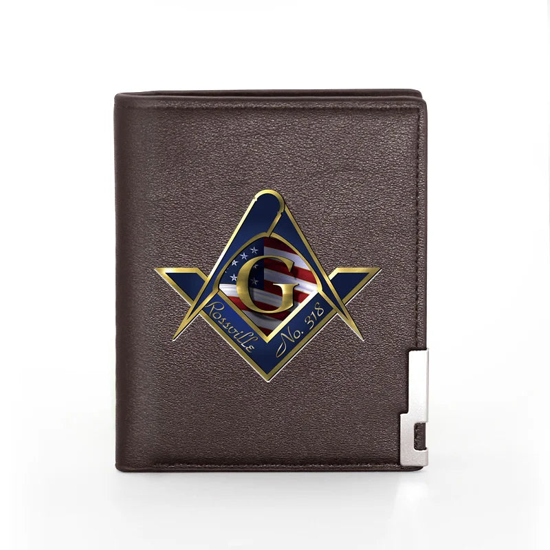 American Flag Freemason Print Wallet Slim Card Holder