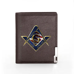 American Flag Freemason Print Wallet Slim Card Holder