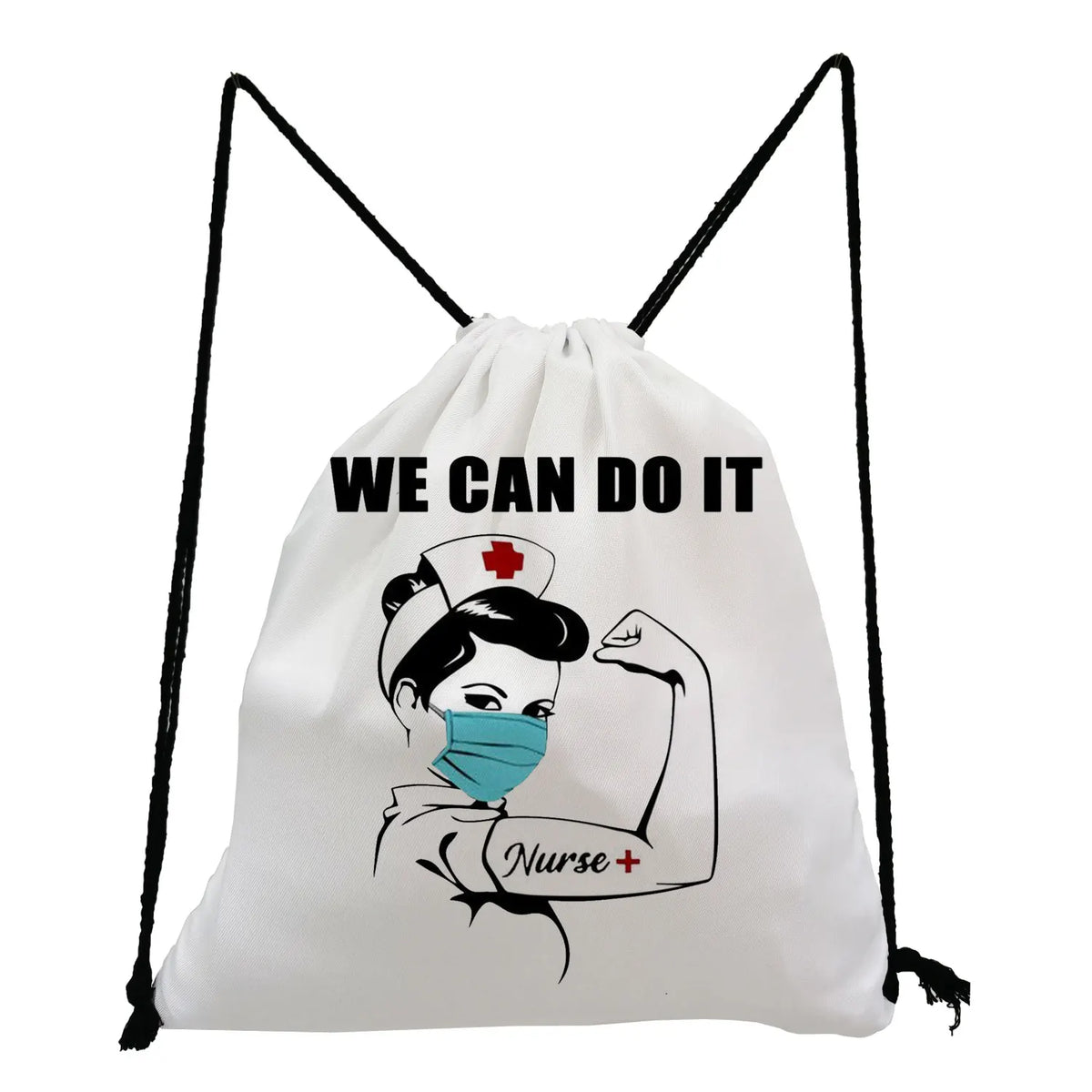 Portable Drawstring Backpack for Students with CAN DO IT Print
