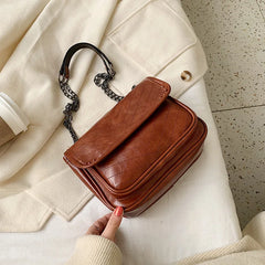 High Brown Small Bag Women's Messenger Chain Bag PU Ladies Shoulder Bag