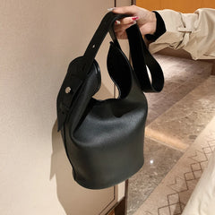 High Capacity Bucket Bag PU Leather Messenger Bag