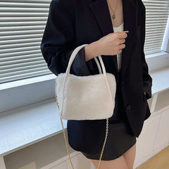 Plush Bucket Bag Autumn Winter Shoulder Chains Handbags