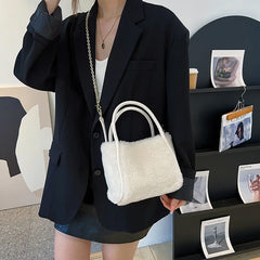 Plush Bucket Bag Autumn Winter Shoulder Chains Handbags