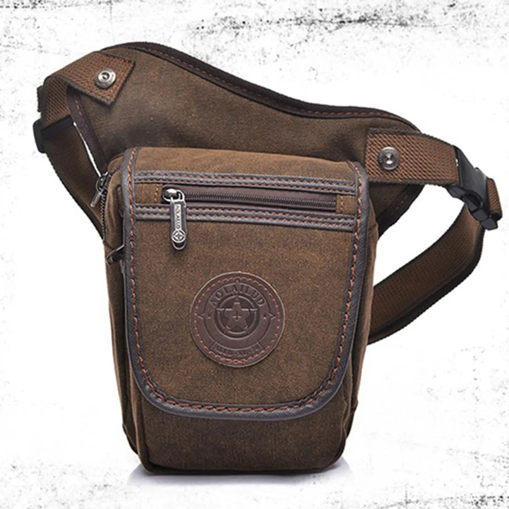 Canvas Men Drop Leg Bag Military Motorcycle Travel Male Waist Fanny Pack