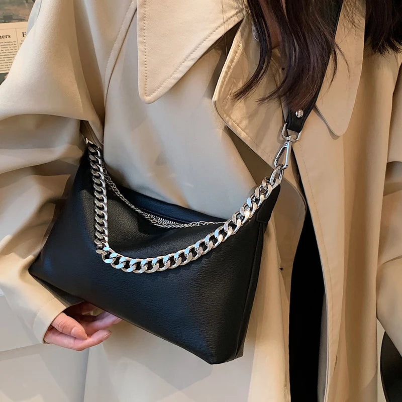 Chain Shoulder Bag Women Large Soft Pu Underarm Bag