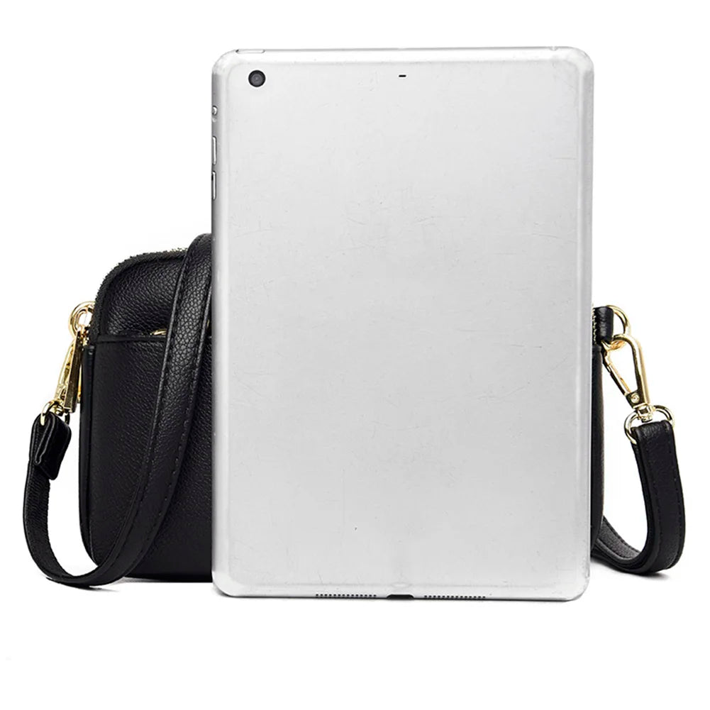 Women's Soft Leather Shoulder Bag Multi-Layer Crossbody Handbag