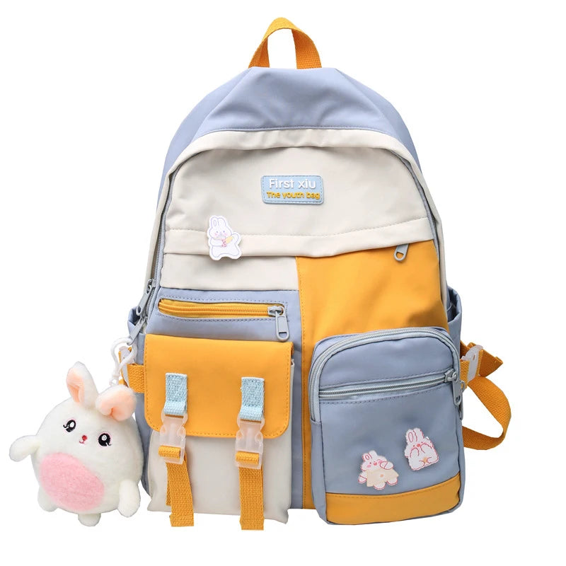 High School Girl Backpack Waterproof Nylon Student Schoolbag
