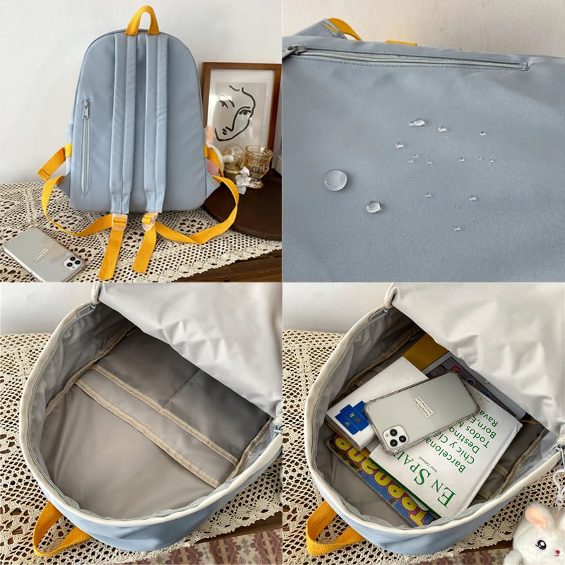 High School Girl Backpack Waterproof Nylon Student Schoolbag