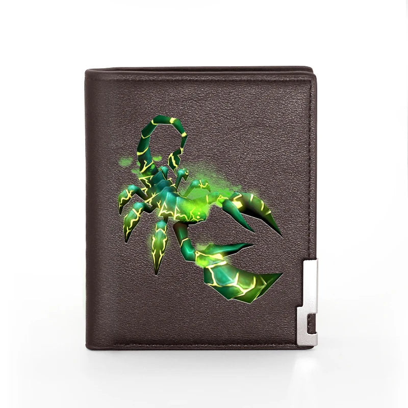 Scorpion Theme Leather Wallet Men Women Slim Short Purses