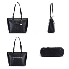 Vintage Crocodile Pattern Leather Handbag Large Tote Sac