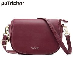 Half Round Crossbody Bag PU Leather Handbag Women Shoulder Purse