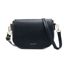 Half Round Crossbody Bag PU Leather Handbag Women Shoulder Purse