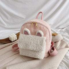 Pink Personalized Embroidered Wool Backpack for Lady