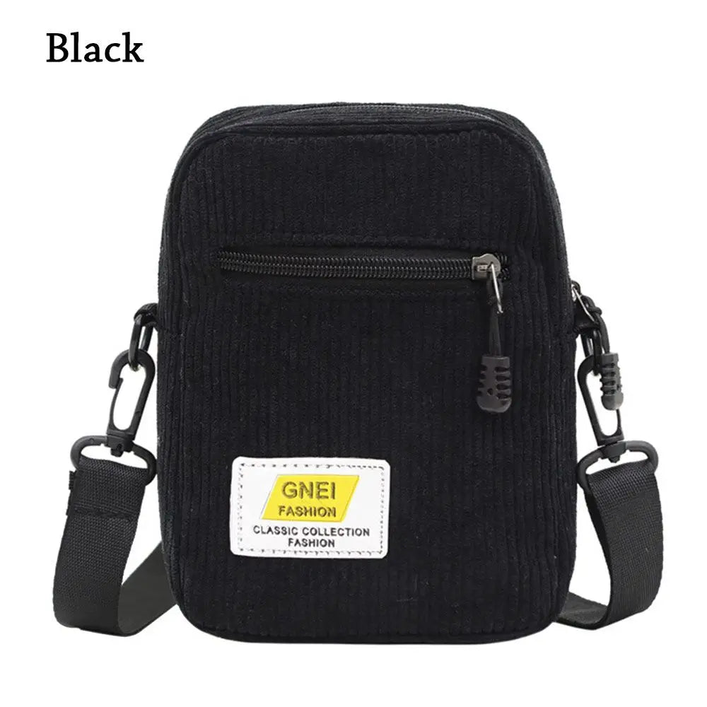 Corduroy Shoulder Bag Multi-layer Zipper Handbags