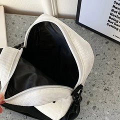 Corduroy Shoulder Bag Multi-layer Zipper Handbags