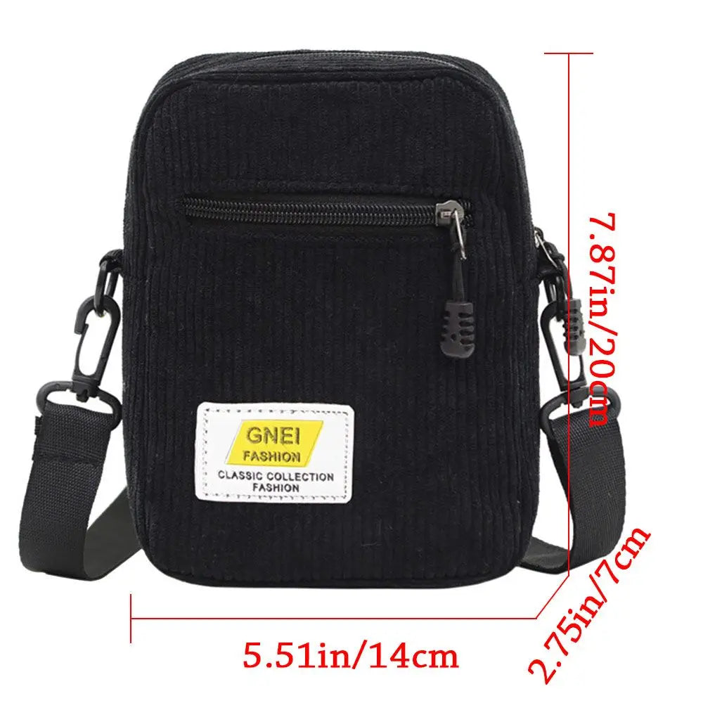 Corduroy Shoulder Bag Multi-layer Zipper Handbags
