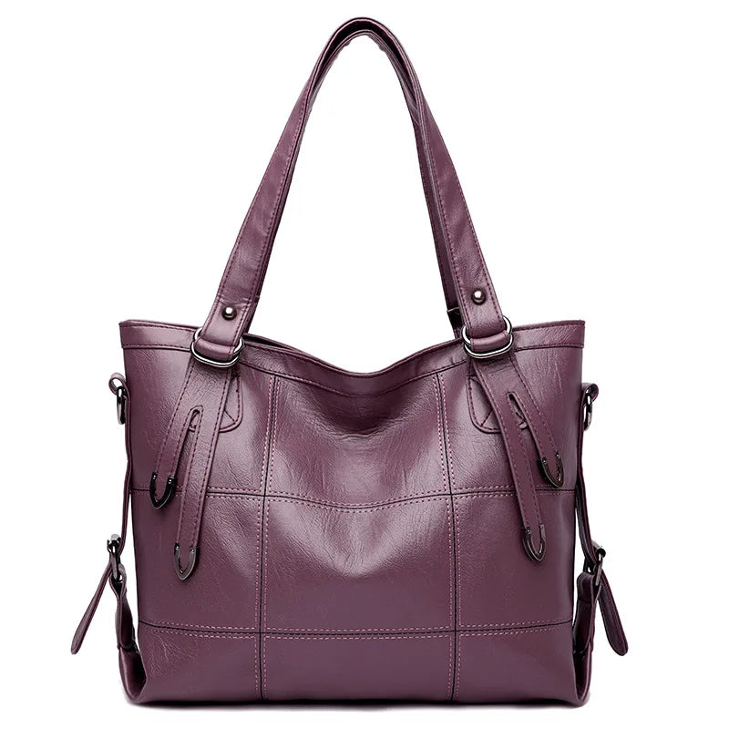 Leather Hobo Vintage Tote Plaid Shoulder Bag For Women