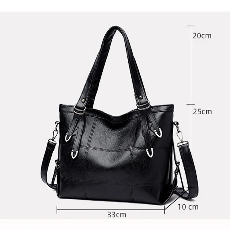 Leather Hobo Vintage Tote Plaid Shoulder Bag For Women