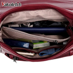 Soft Women Crossbody Bag Double Zipper Messenger Bag