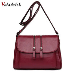 Soft Women Crossbody Bag Double Zipper Messenger Bag