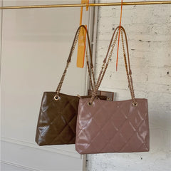 Soft PU Leather Female Chain Shoulder Bag Large Capacity Underarm Tote Handbag