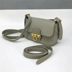 High Female Layer Cowhide Texture Shoulder Bag Purse Leather Small Square