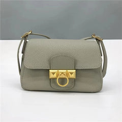 High Female Layer Cowhide Texture Shoulder Bag Purse Leather Small Square