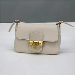 High Female Layer Cowhide Texture Shoulder Bag Purse Leather Small Square