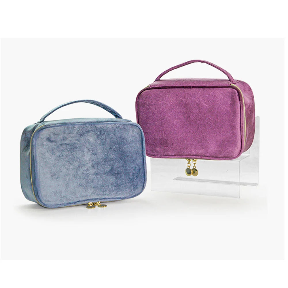 Flannel Cosmetic Bag Zipper Beauty Organizer Toiletry Bag