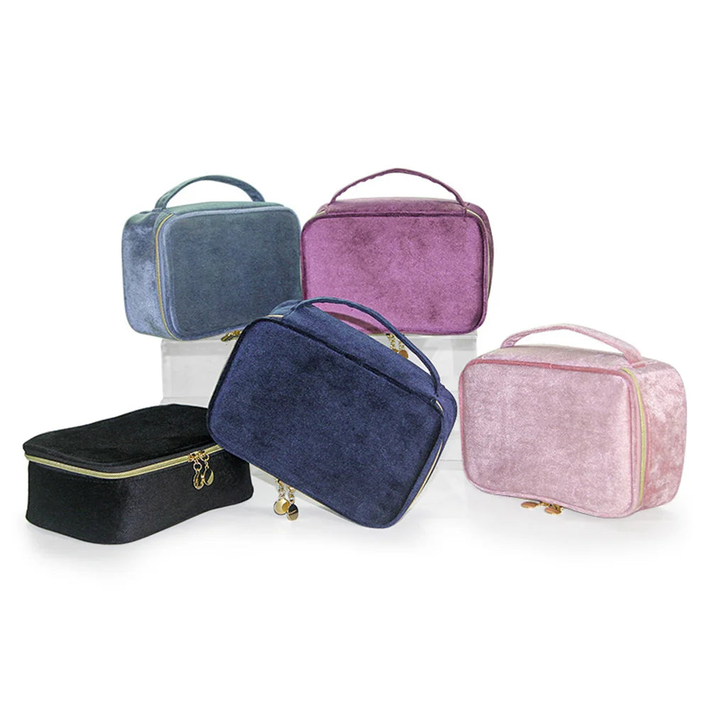 Flannel Cosmetic Bag Zipper Beauty Organizer Toiletry Bag