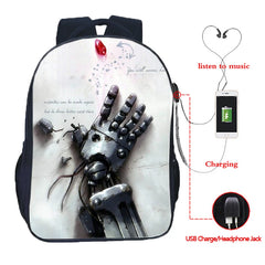Fullmetal Alchemist USB Charging School Bag Casual Backpack