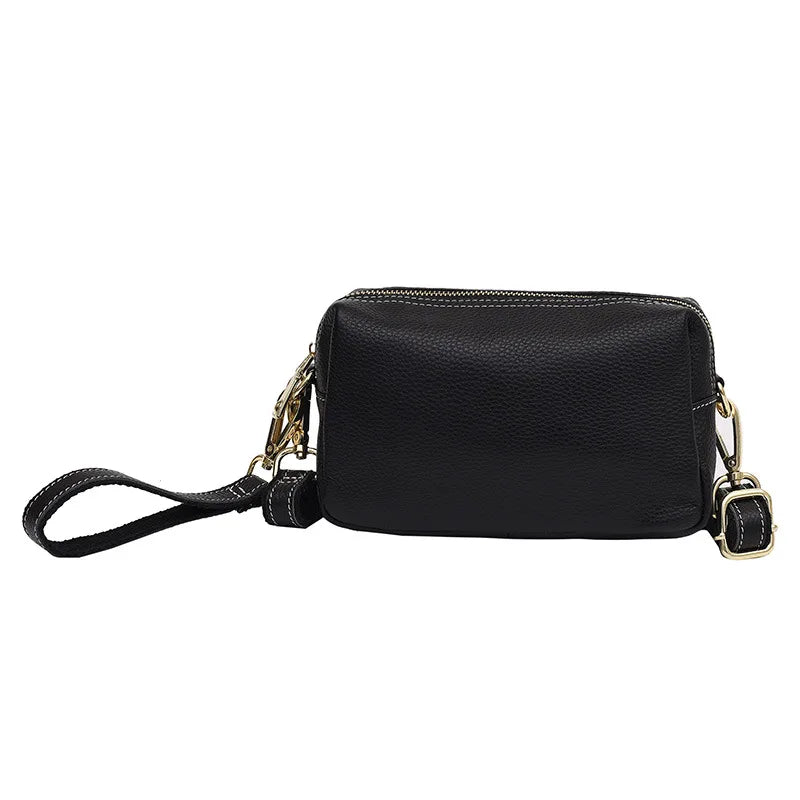 High Leather Crossbody Bag Female Solid Cosmetic Bags Women Wrist Strap Clutch