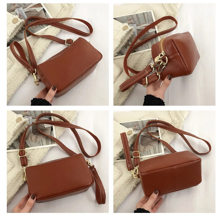 High Leather Crossbody Bag Female Solid Cosmetic Bags Women Wrist Strap Clutch