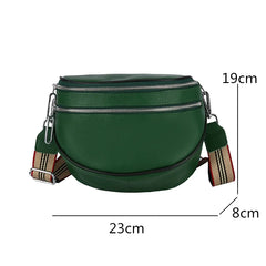 Leather Crossbody Shoulder Bag Double Zipper Cowhide Purse Tote Handbag