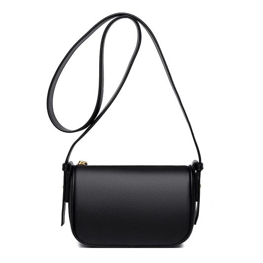 Small Round Leather Mini Bag for Women - Cow Leather One Shoulder Messenger Bag