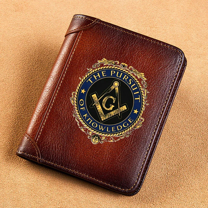 High Leather Wallet Masonic Pursuit Of Knowledge Standard Purse