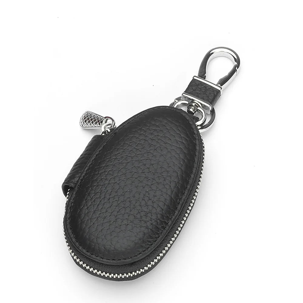 High Keychain Men Women Key Holder Organizer Pouch Cow Leather Car Key Bag