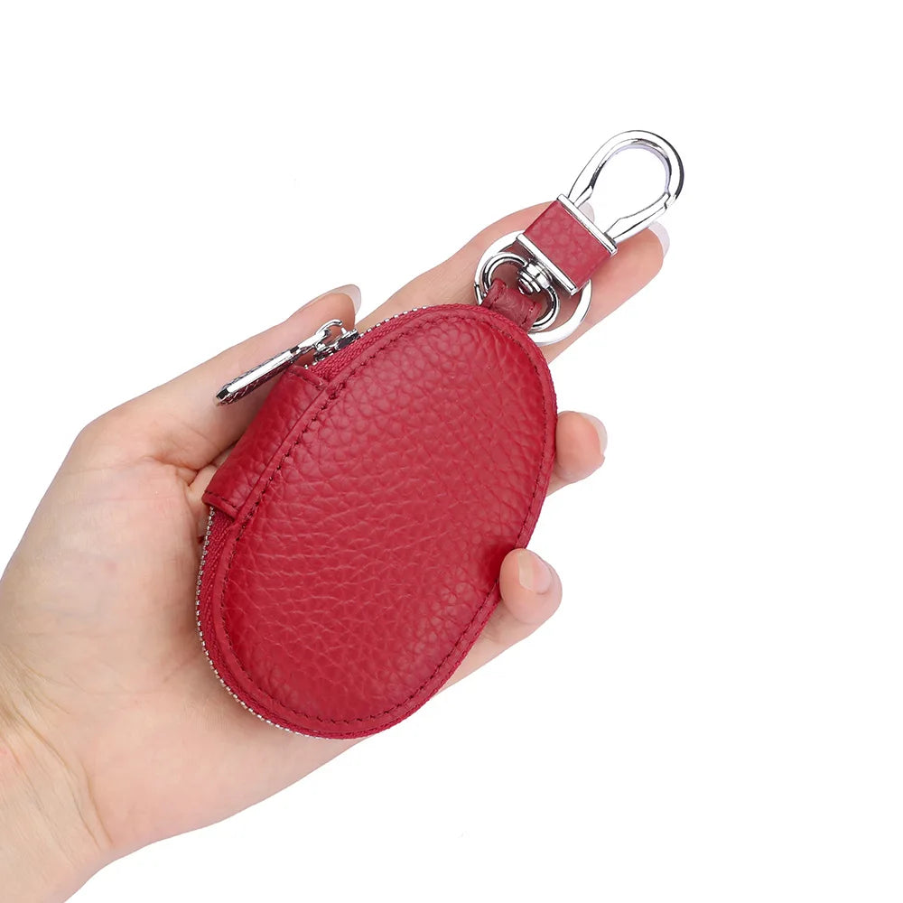 High Keychain Men Women Key Holder Organizer Pouch Cow Leather Car Key Bag