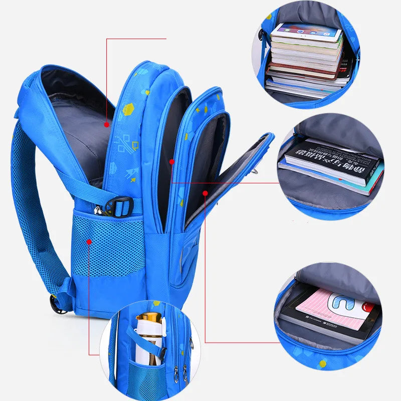 Reflective Nylon Kids School Backpack - Girl Boy School Bag