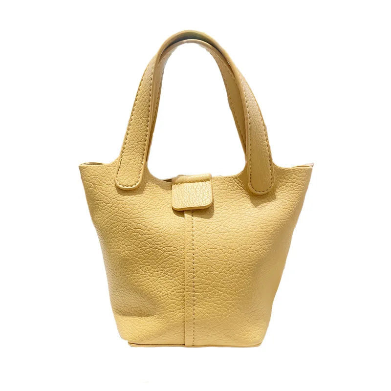 Women's Soft Leather Bucket Bag All-match Shoulder Bag