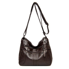 High Ladies Leather Messenger Bag Large Capacity Shoulder Bag