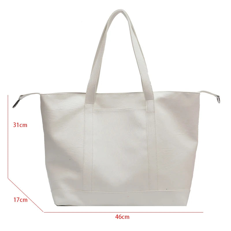 Large Capacity Soft Leather Women Bag Travel Shoulder Bag Tote Shopper Handbag