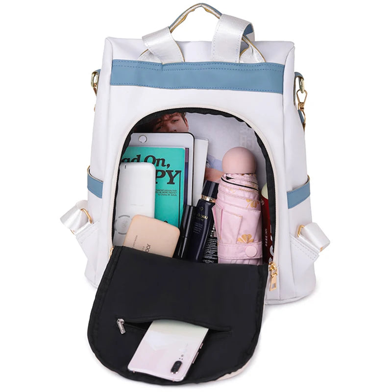 Stylish Leather Anti Theft Women's Backpack Multifunctional Shoulder Bag