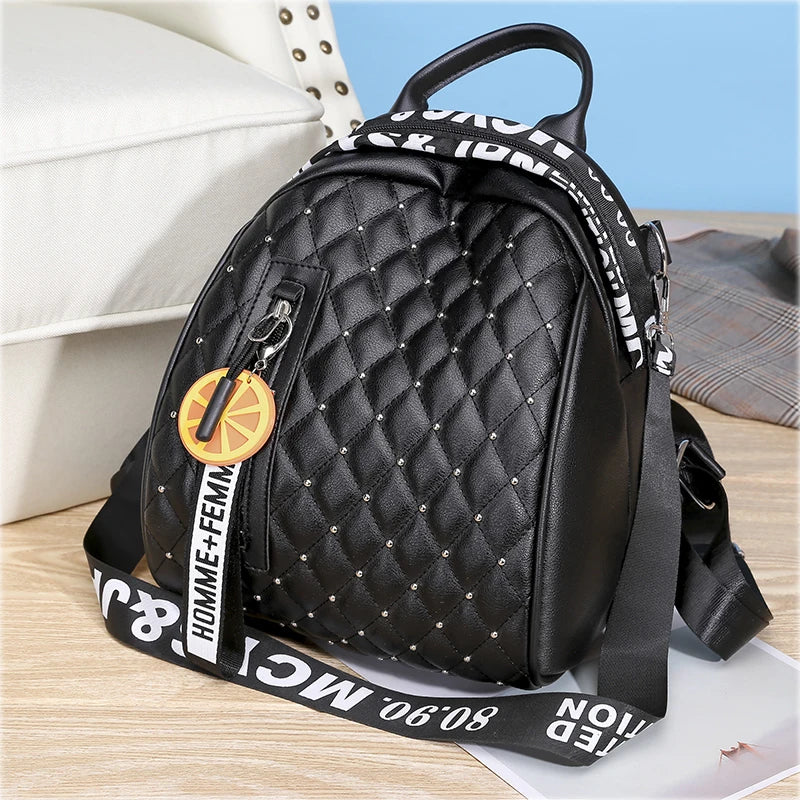 High Leather Backpack Willow Nail School Bags Anti-Theft School Bags