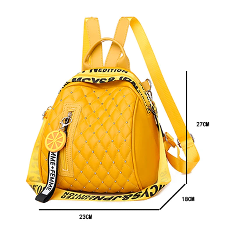 High Leather Backpack Willow Nail School Bags Anti-Theft School Bags